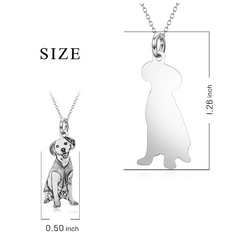 925 Sterling Silber Personalisierte Skizzen-Halskette – Gravur von Haustier, Person oder Symbol, mit Text & Geschenkbox