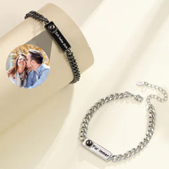 Personalisierte Fotoprojektions Armband mit Bild drin – Bar Gravurplatte,Erinnerungsgeschenke für Männer