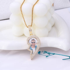 Personalisierte Magnetischer Herz Anhänger, geteilt in zwei Hälften – Foto Kette für Paare Besties