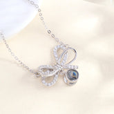 925 Silber 3D Schleifen Projektion Kette mit bild im Stein - Personalisiertes Geschenk für Sie