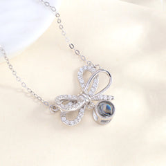 925 Silber 3D Schleifen Projektion Kette mit bild im Stein - Personalisiertes Geschenk für Sie