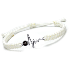 925 Silber Personalisierte Sonne Kreis Armband mit Bild im Stein - Verstellbares handgefertigtes Flecht Segeltau Armband