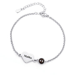 Personalisiertes Herz Armband mit Bild & Gravur – Herz Gravurplatte, Perfekte Fotogeschenk für Sie