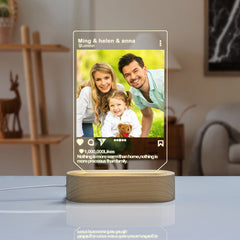 Personalisierte LED Fotolampe mit Holzsockel, Farbbilder & Text – Schlafzimmer, Hochzeit, Party & Werbung Dekorationen Geschenk
