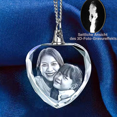 Personalisierte 2D/3D Kristall Foto Halsketten - Einfacher Herz Anhänger,Erinnerungs Schmuck Geschenke für Männer und Frauen