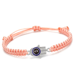 Personalisierte Hamsa Hand Schutzamulett Armband mit Bild - Fatimas Hand mit bösem Blick, Amulett Gedenkgeschenk mit Erinnerungen