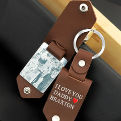 Personalisierter Leder-Schlüsselanhänger mit Foto & Text – Perfektes Geschenk für Papa oder Mama zu Vatertag oder Muttertag