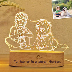 3D Fotolampe mit Gravur – LED Nachtlicht, dimmbar, Holzsockel, perfektes Geschenk für jeden Anlass