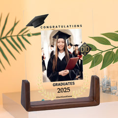 Personalisierter Beleuchteter LED Bilderrahmen mit Fotos & Gravur - Abschlussabzeichen, Schulabschluss Erinnerungsgeschenk