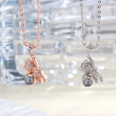 Personalisierte Teddybär Kette mit Bild im Stein - Erinnerungsgeschenk für Sie mit Foto Gravur