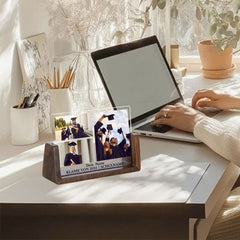 Personalisierter Holz & Acryl Fotorahmen Abschlussurkunde zur Abschlusserinnerung Erinnerung, Gravur Abschlussgeschenk mit Foto & Name