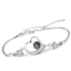 Personalisierte Geneigtem Herz Armband mit Foto Projektion