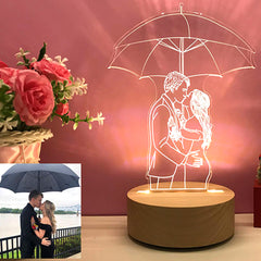 3D Fotolampe mit Gravur – LED Nachtlicht, dimmbar, Holzsockel,Perfektes Geschenk Hochzeit, Muttertag,Geburtstag und Jubiläum