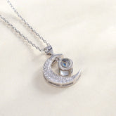 Personalisierte Halskette – Mond aus 925 Silber mit Foto & Strassbesatz