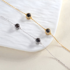 Personalisiertes Fotoprojektion Armband mit Bild im Stein – 925 Silber, 1–3 Bilder, Gravur & Geschenkverpackung