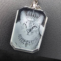 Personalisierte 2D/3D Foto Kette - Rechteckiger Kristall Anhänger,Erinnerungs Schmuck Geschenke für Männer und Frauen