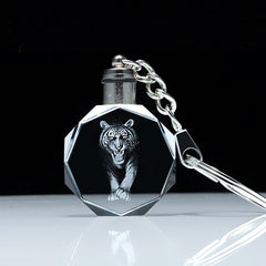 Personalisierte Kristall Schlüsselanhänger - Achteckiger Runder Anhänger mit Gravur 2D/3D-Skizzenfoto,Erinnerungs Geschenk