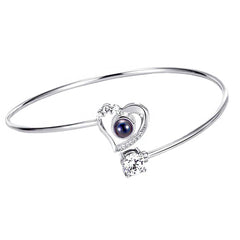 Personalisierbares offener Herz Projektionsarmband mit Fotos & Gravur, Erinnerungsgeschenk für Sie