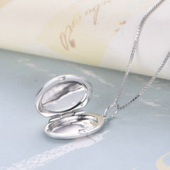 Personalisierte 925 Silber  Foto Medaillon Ovaler Kette – Mit Foto & Text, Klassischer Gedenkschmuck Geschenk für Männer & Frauen