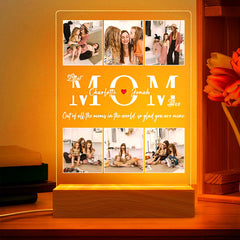 Personalisierter Beleuchteter Bilderrahmen Mit 6 Fotos, Kindernamen & Wunschtext - MOM Vorlage, Erinnerungs Geschenk für Mama oder Mutter
