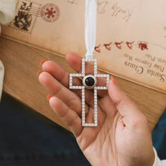 Personalisierter Foto-Projektionsanhänger mit Gravur – Weihnachtsdeko & Geschenk mit Herz, Kreuz, Engel, Stern oder Schneeflocke