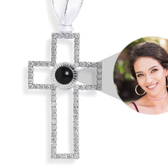 Personalisierter Foto-Projektionsanhänger mit Gravur – Weihnachtsdeko & Geschenk mit Herz, Kreuz, Engel, Stern oder Schneeflocke