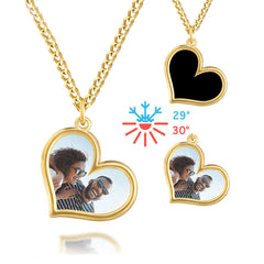 Personalisierte Hitzeaktivierbare Magische Foto Herz Halskette mit verstecktem Bild - Erinnerungsgeschenk für Sie