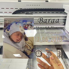 Personalisierter LED-Bilderrahmen mit Foto und Gravur – Individuelles Neugeborenen-Geschenk mit Name, Geburtszeit, Gewicht und Größe