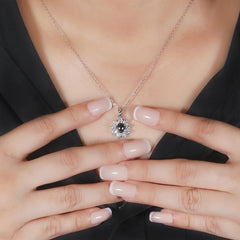 Personalisierte Kette mit Bild – Zirkon Sonnenblume Projektion aus 925 Silber
