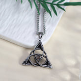 Personalisierte Foto Projektion Kette mit Bild im Stein - Keltischer Knoten Anhänger mit Runen,Wikinger Halskette für Herren