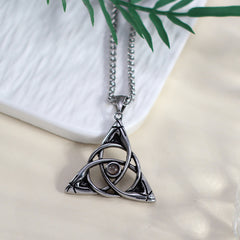 Personalisierte Foto Projektion Kette mit Bild im Stein - Keltischer Knoten Anhänger mit Runen,Wikinger Halskette für Herren