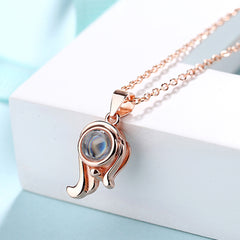 Personalisierte Sternzeichen Kette mit Foto innen – 925 Silber Projektionskette für Damen