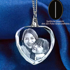 Personalisierte 2D/3D Kristall Foto Halsketten - Einfacher Herz Anhänger,Erinnerungs Schmuck Geschenke für Männer und Frauen