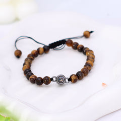 Geflochtene Perlen Armband mit Bild – Personalisierte Geschenke für Sie & Ihn - Amazonit/Tigerauge/Türkis