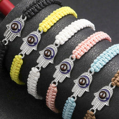 Personalisierte Hamsa Hand Schutzamulett Armband mit Bild - Fatimas Hand mit bösem Blick, Amulett Gedenkgeschenk mit Erinnerungen