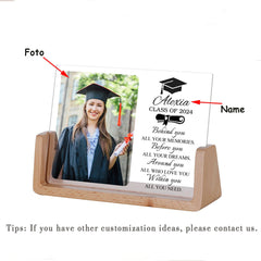 Personalisierter Abschlussbilderrahmen mit Foto & Gravur – Beleuchteter Dekoartikel mit Graduation Hat & Urkunde, Kreatives Abschlussgeschenk