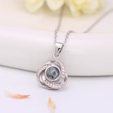 925 Silber Personalisierte Projektion Kette mit Foto im Stein - Rotierendes Rose Blume Anhanger