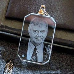Personalisierte 2D/3D Foto Kette - Rechteckiger Kristall Anhänger,Erinnerungs Schmuck Geschenke für Männer und Frauen