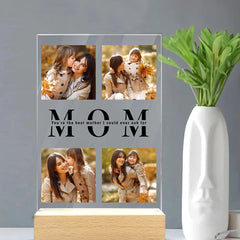 Personalisierter Beleuchteter Bilderrahmen Mit 6 Fotos, Kindernamen & Wunschtext - MOM Vorlage, Erinnerungs Geschenk für Mama oder Mutter