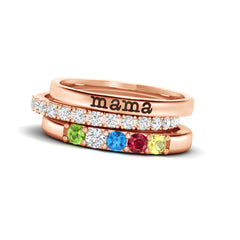 Personalisierter Geburtsstein Stacking-Ringe mit Gravur - Modisches, Perfektes Geschenk für Sie Ihn