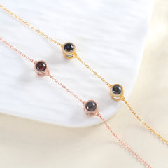 Personalisiertes Fotoprojektion Armband mit Bild im Stein – 925 Silber, 1–3 Bilder, Gravur & Geschenkverpackung