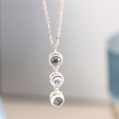 Runde Tropfen Mehrteiliger Projektionskette mit Bild im Stein,1-3 Fotos Gravur,Personalisierte Fotogeschenke für Sie