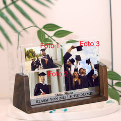 Personalisierter Holz & Acryl Fotorahmen Abschlussurkunde zur Abschlusserinnerung Erinnerung, Gravur Abschlussgeschenk mit Foto & Name