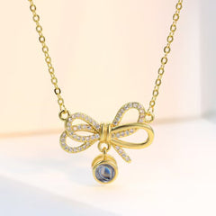 925 Silber 3D Schleifen Projektion Kette mit bild im Stein - Personalisiertes Geschenk für Sie