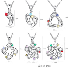 Personalisierte Namenskette mit Geburtsstein – Unendlichkeitsblume Füße,Kreative Geschenke für Mama und Oma