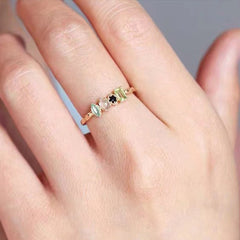 Personalisierter unregelmäßiger Geburtssteinring mit Innengravur, modisches Ringgeschenk für Sie