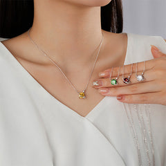 Sterlingsilber Personalisierte Geburtsstein Saturn kette – Runder Zirkonia Planeten Anhänger mit Sternen, Geschenke für Sie