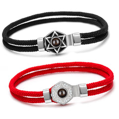 Personalisierte Projektions Armbänder mit Bild im Stein für Paare-Sechszackiger Sternanhänger