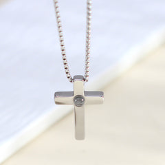 Personalisierte Schlichtes Kreuz Anhänger für Männer – Kette mit Bild im Stein, Geschenke für Männer mit Foto