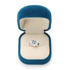 925 Silber Personalisierter Lebensbaum Herz Geburtsstein Ring mit Gravur - Familienring mit Namen, Geschenk für Mama Oma